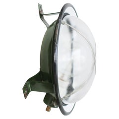 French Vintage Industrial Green Enamel Clear Glass Scone Wall Light by Sammode