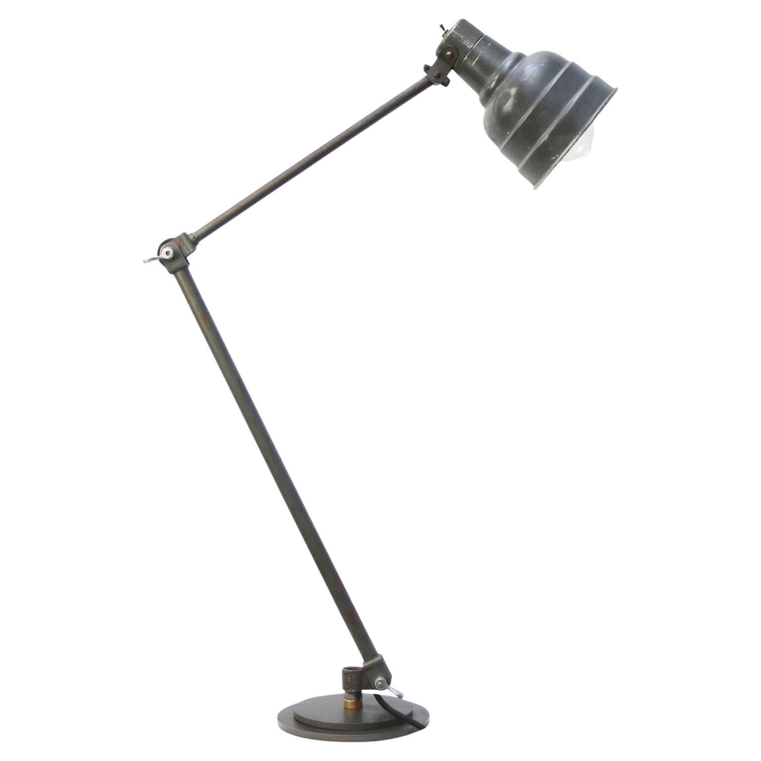 French Vintage Industrial Grey Metal Machinist Table Light