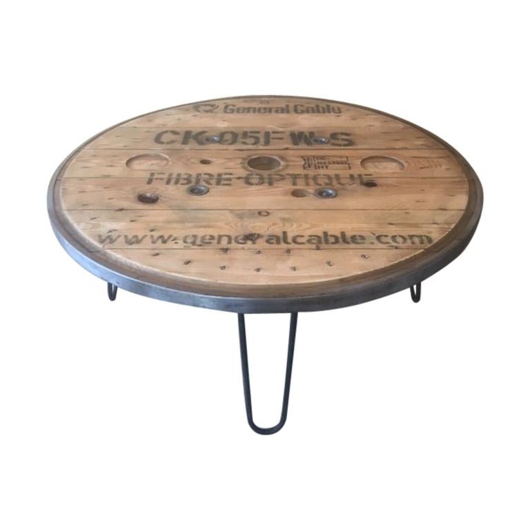 French Vintage Industrial Round Table