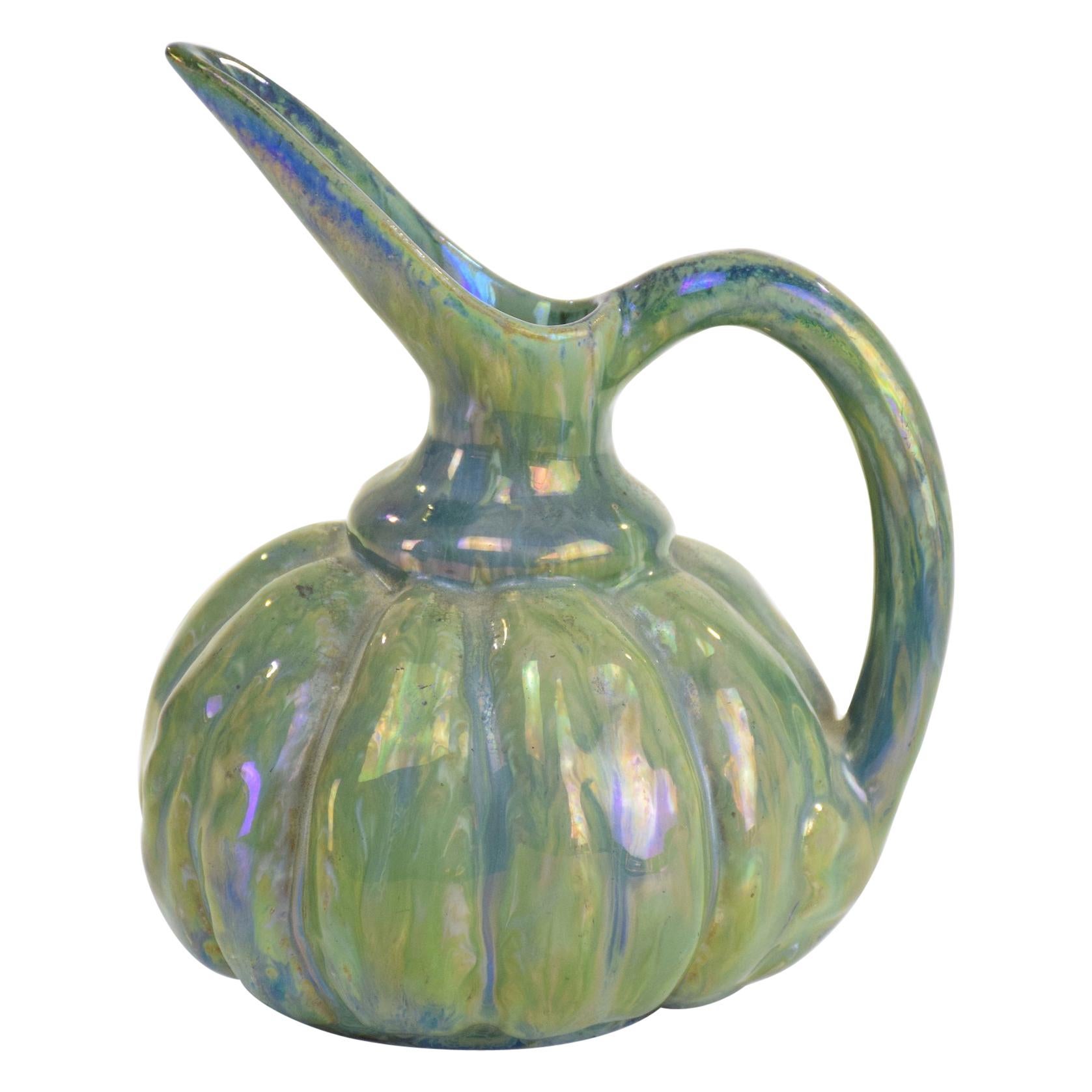 Pair of Royal Blue Ceramic Vintage Majolica Water Jugs For Sale at 1stdibs