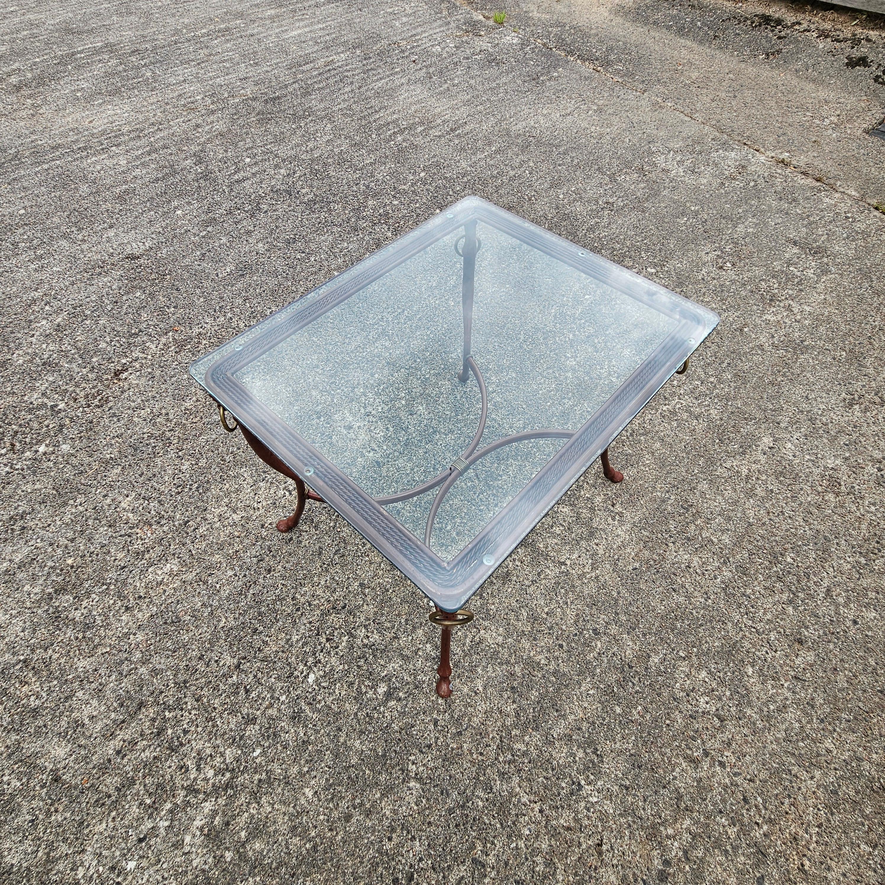 French Vintage Iron and Glas Coffee Table-Cocktail Table-Lounge Table-80s For Sale 3
