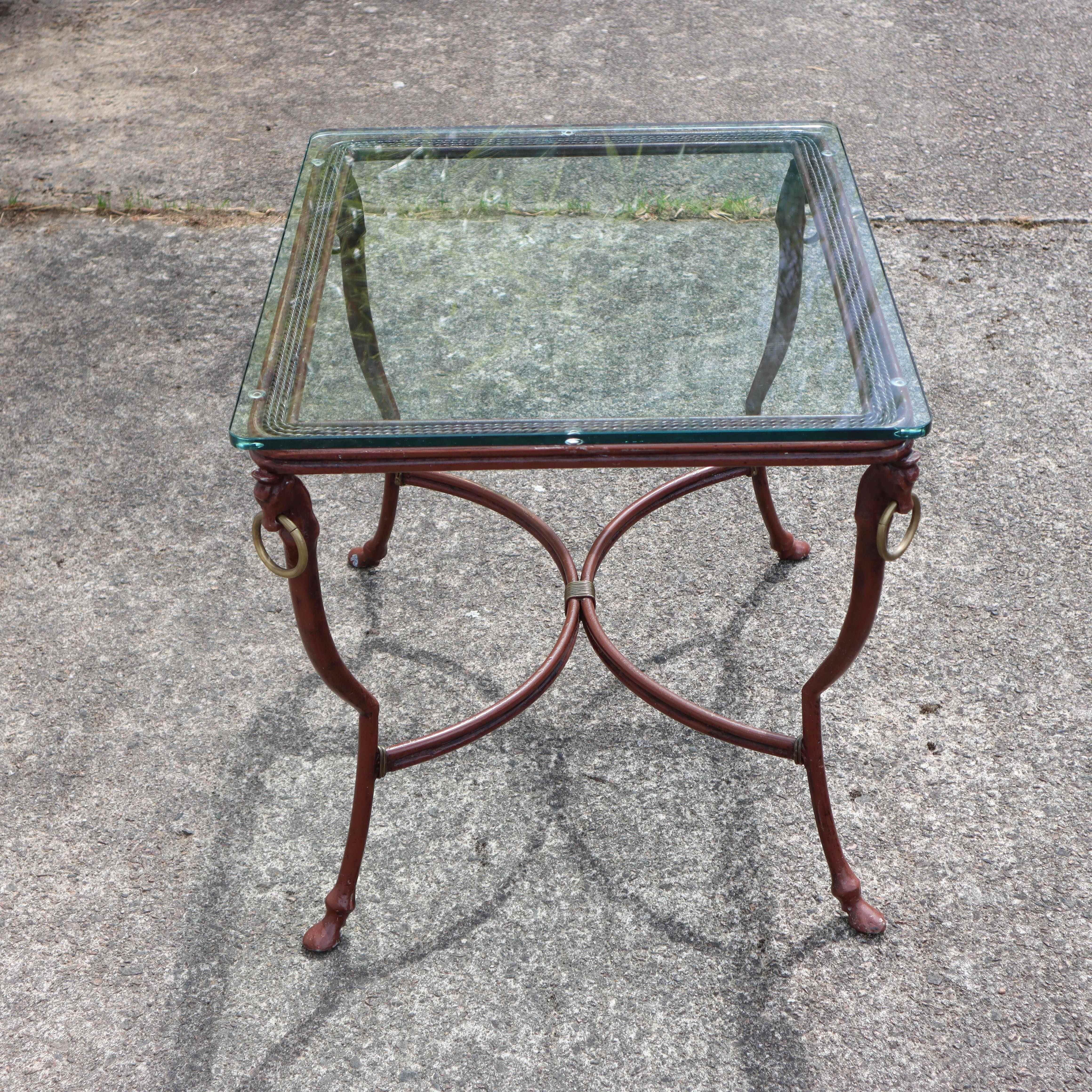 Brass French Vintage Iron and Glas Coffee Table-Cocktail Table-Lounge Table-80s For Sale