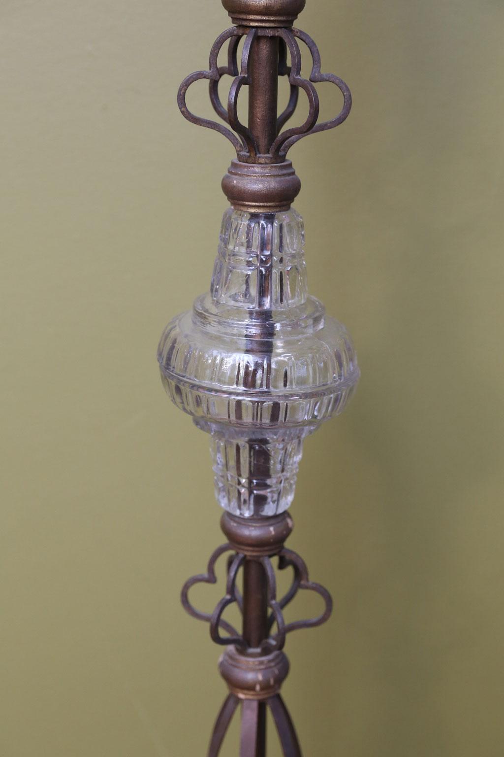 French Vintage Iron Dore and Glass Floor Lamp 3