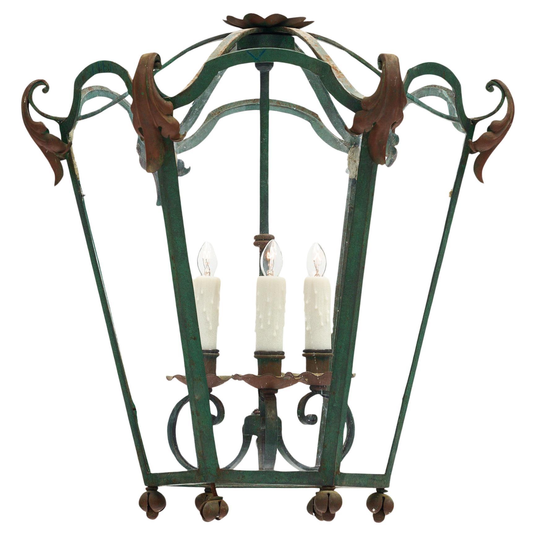 French Vintage Iron Lantern For Sale
