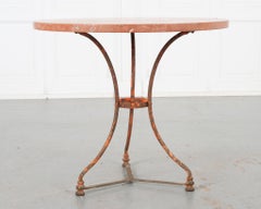 Table de bistrot française vintage en fer et marbre