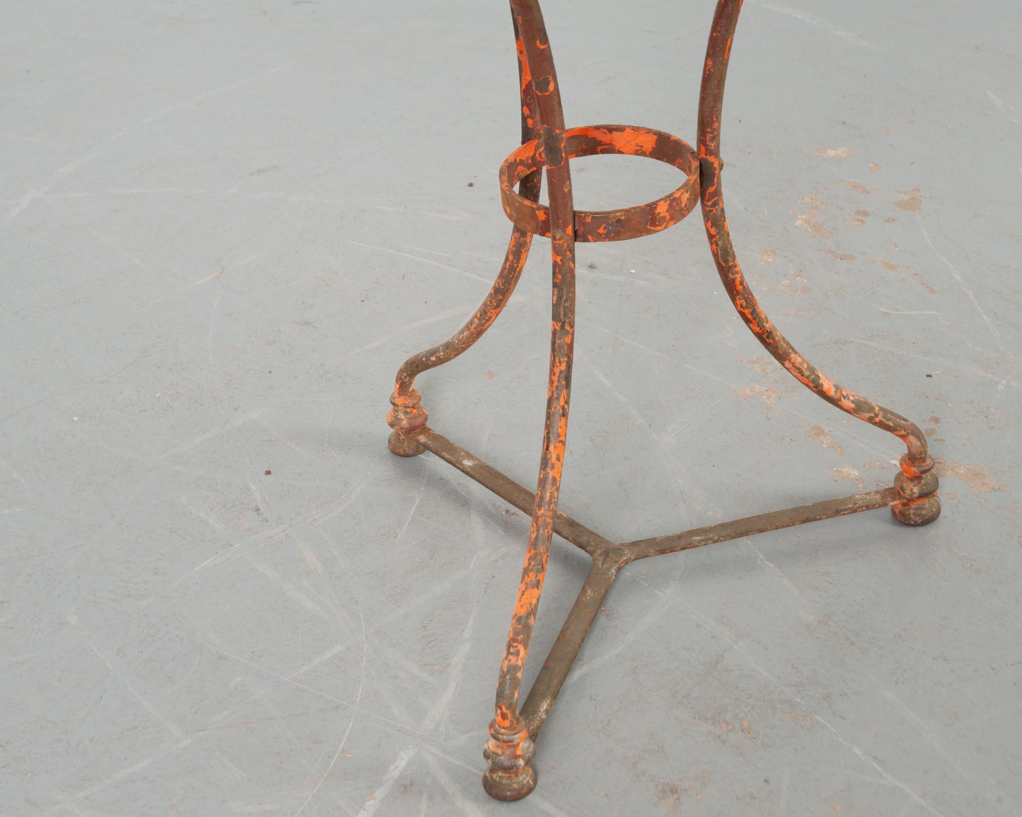 Rustic French Vintage Iron & Marble Bistro Table