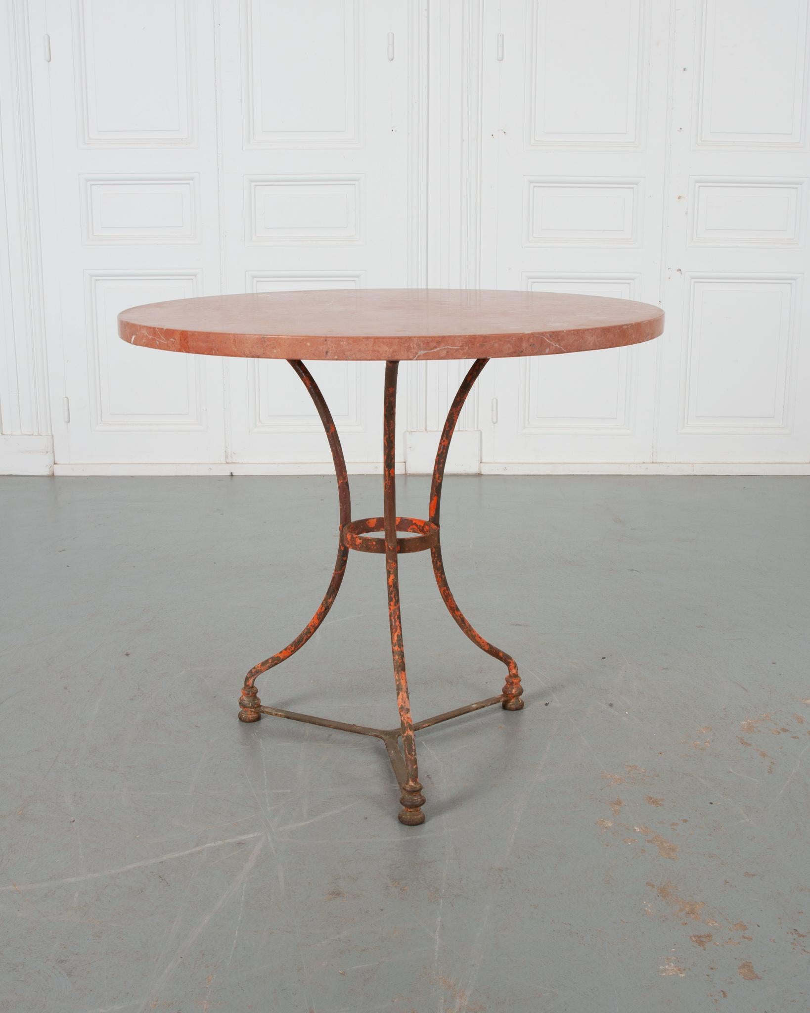 French Vintage Iron & Marble Bistro Table 1