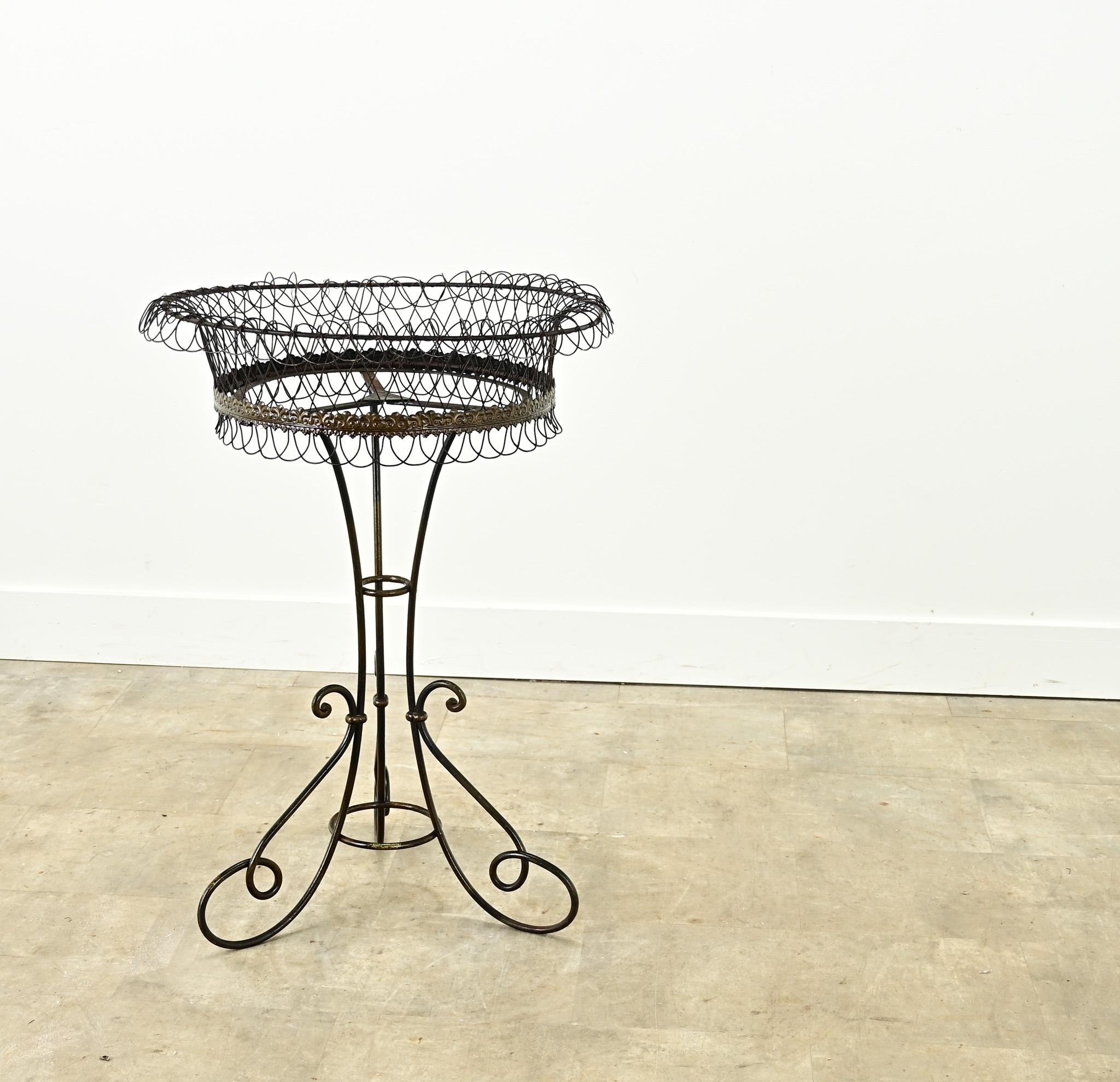 20th Century French Vintage Iron Plant Stand For Sale