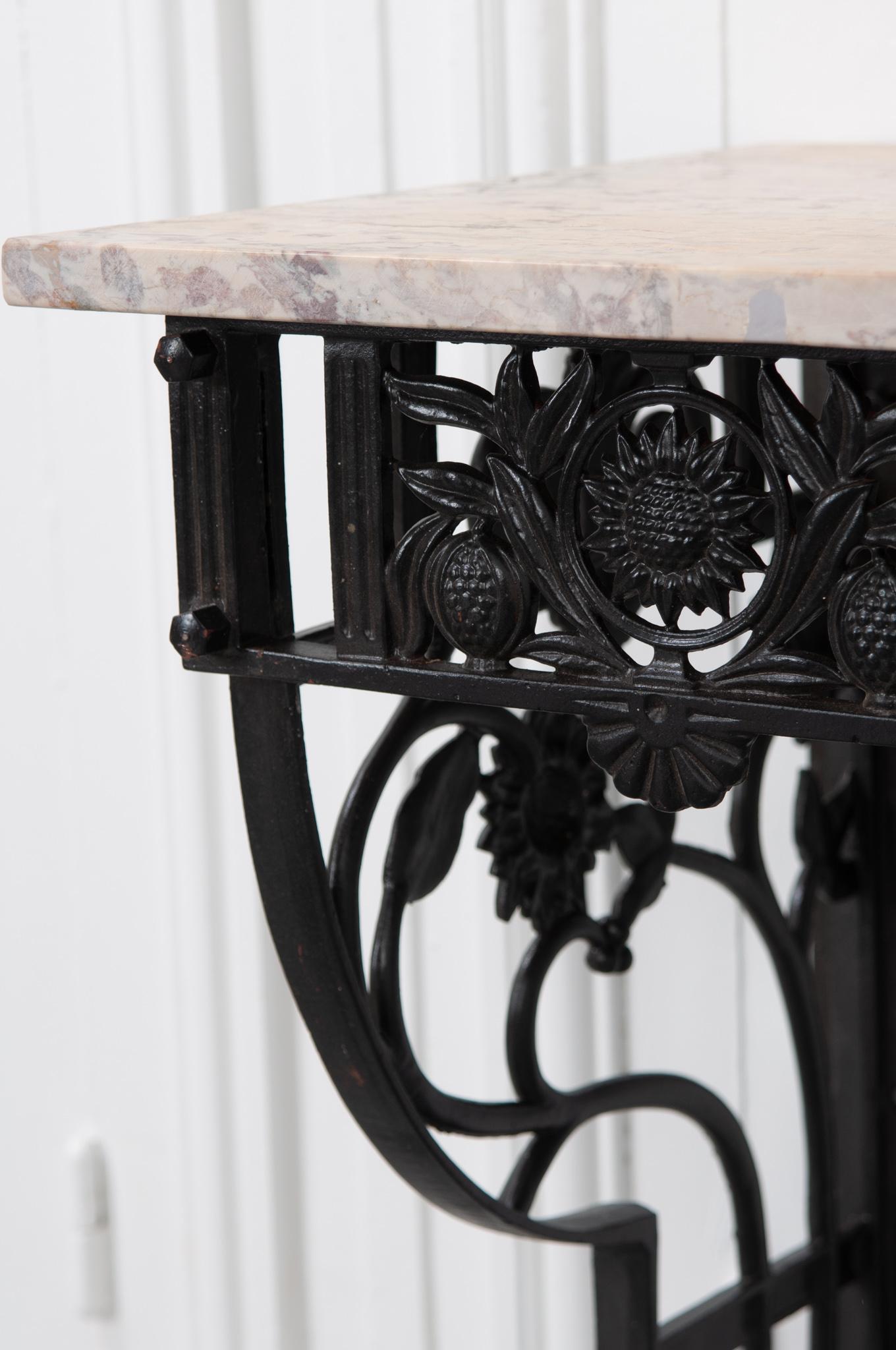 French Vintage Iron Wall Bracket Console Table In Good Condition In Baton Rouge, LA