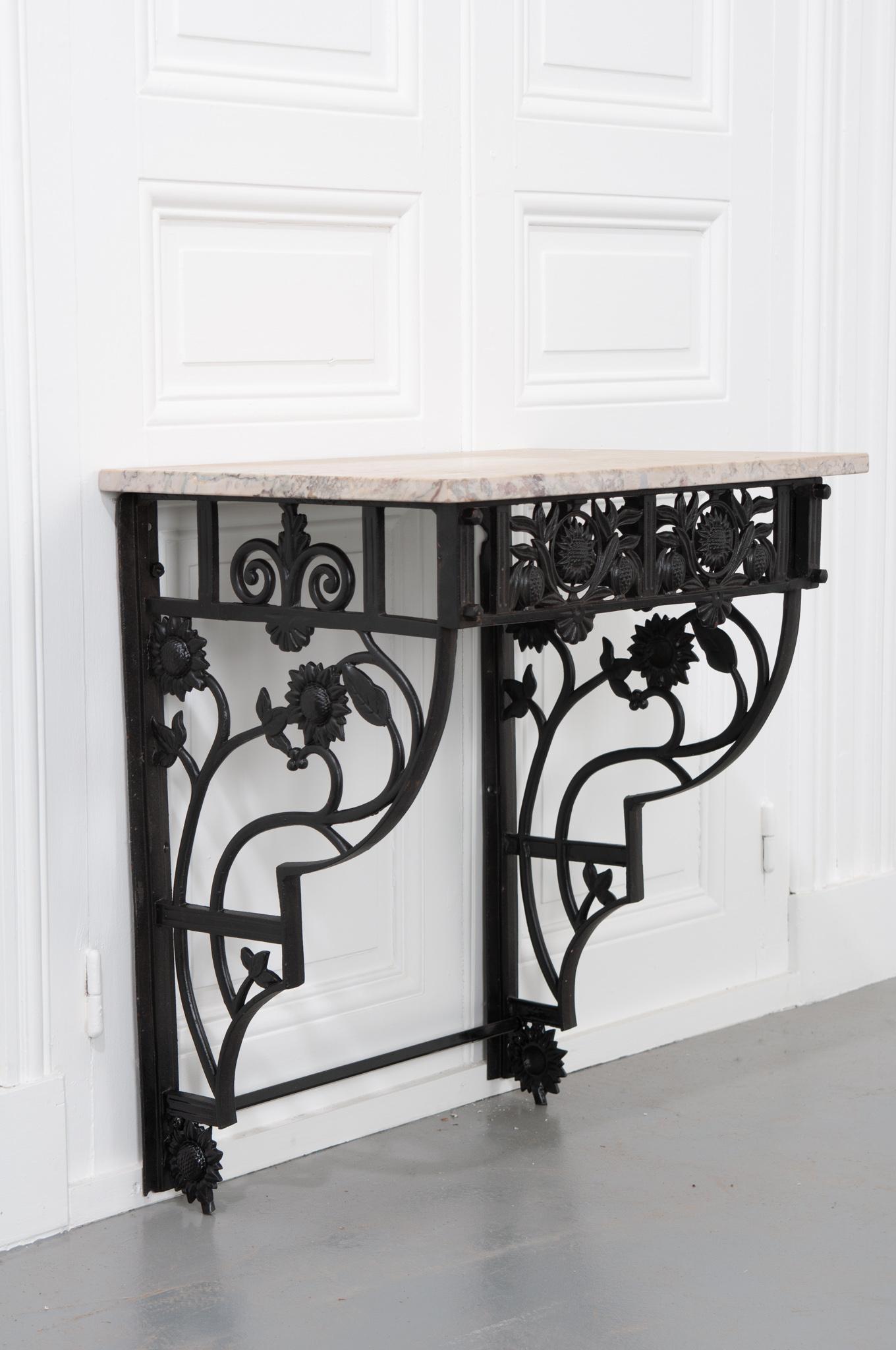 19th Century French Vintage Iron Wall Bracket Console Table