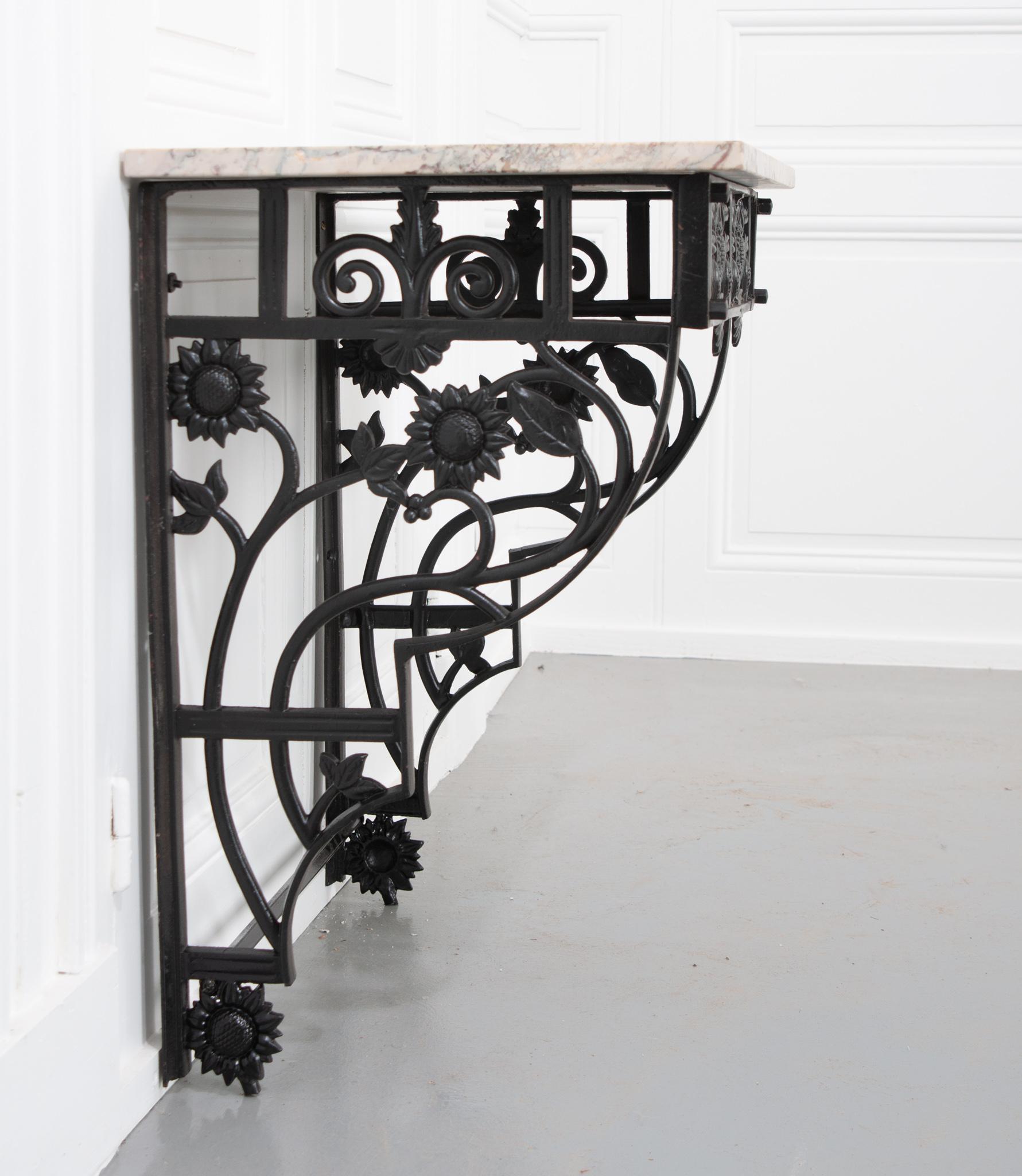 French Vintage Iron Wall Bracket Console Table 3