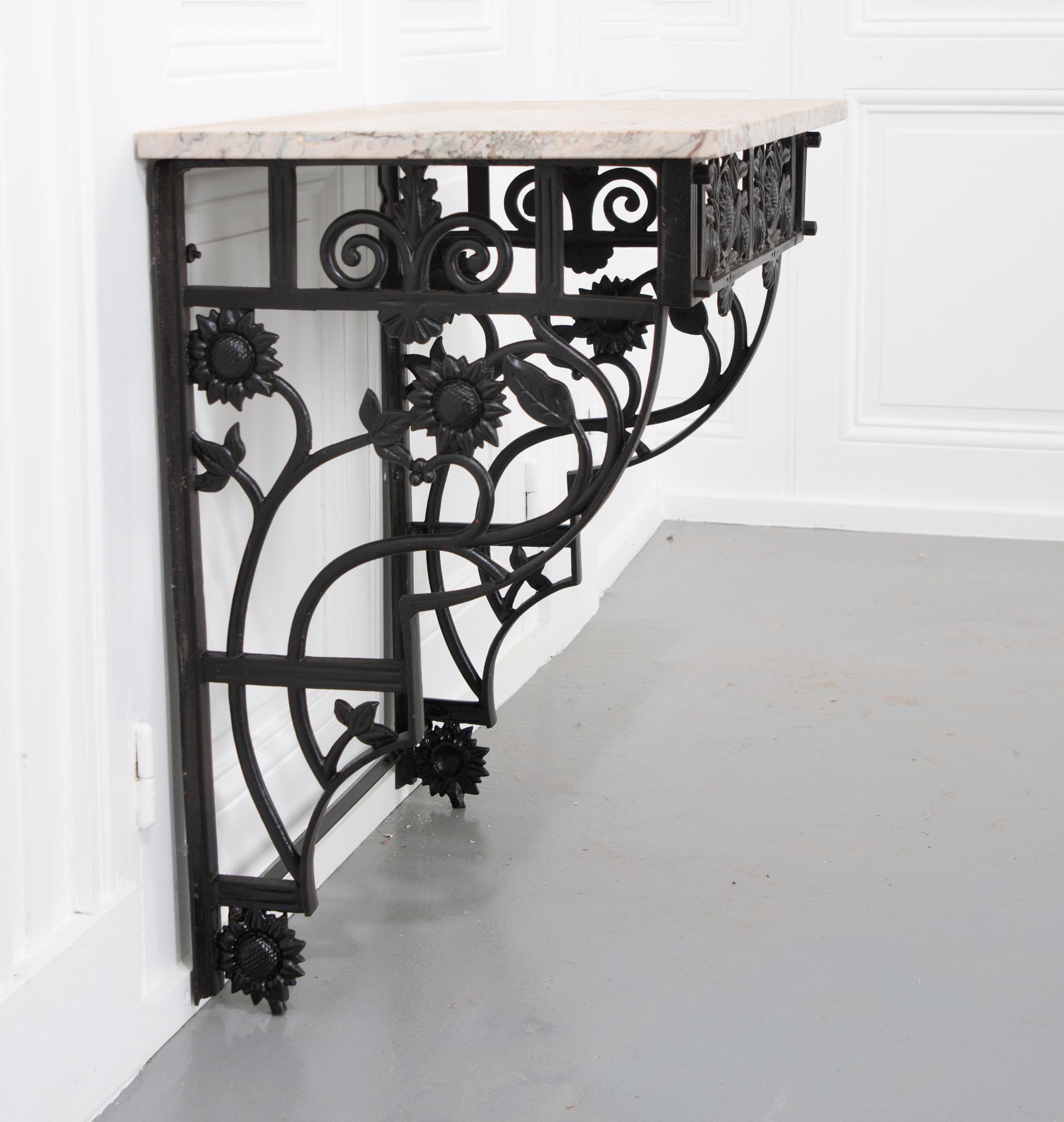 French Vintage Iron Wall Bracket Console Table 4