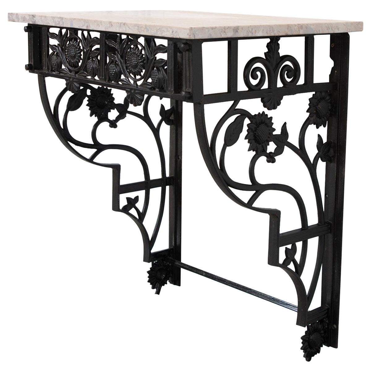 French Vintage Iron Wall Bracket Console Table