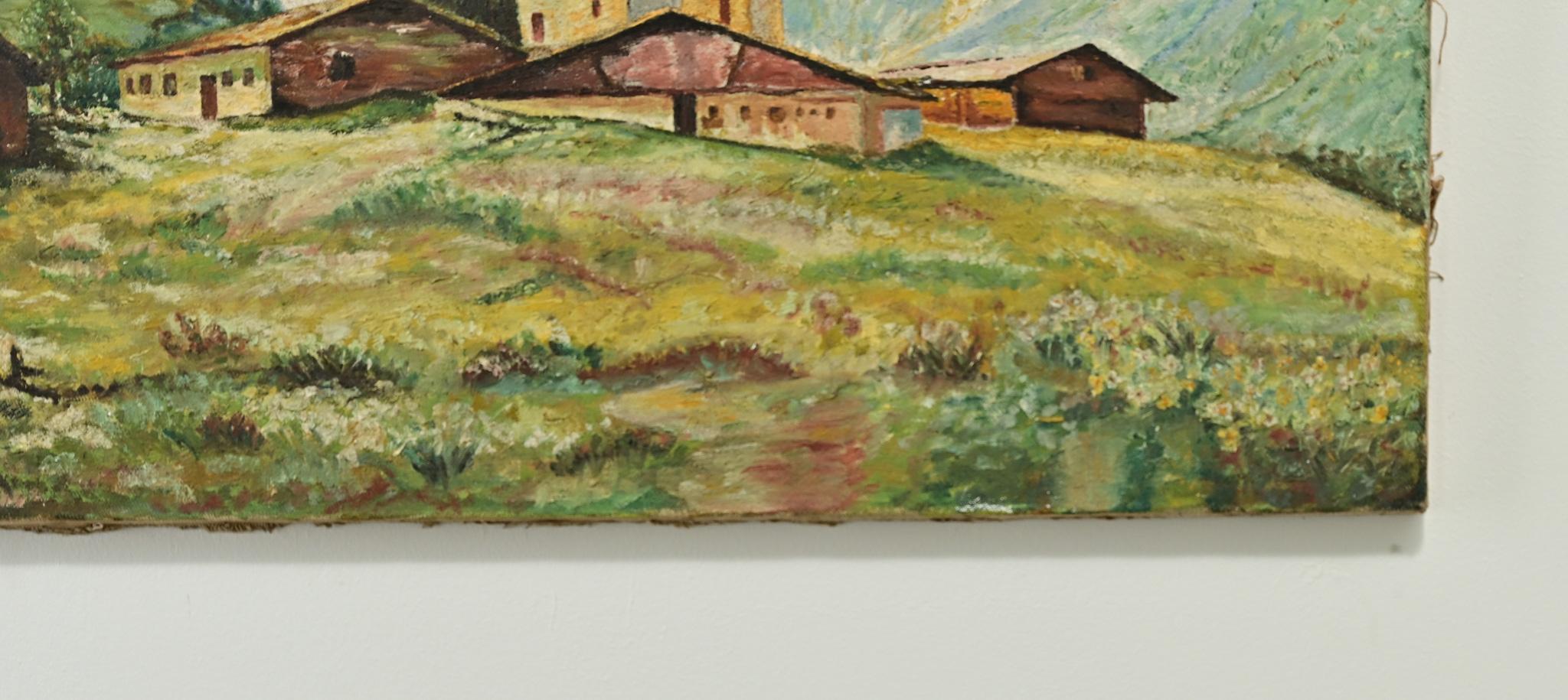 Francese Quadro di paesaggio francese vintage