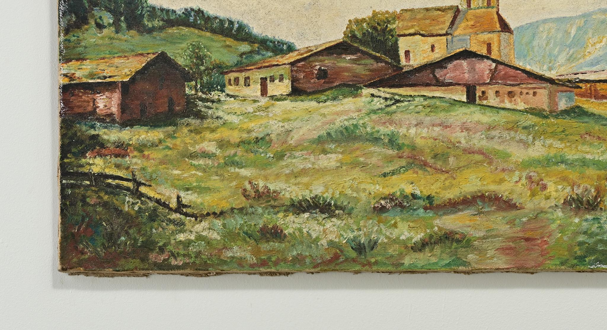 Fatto a mano Quadro di paesaggio francese vintage