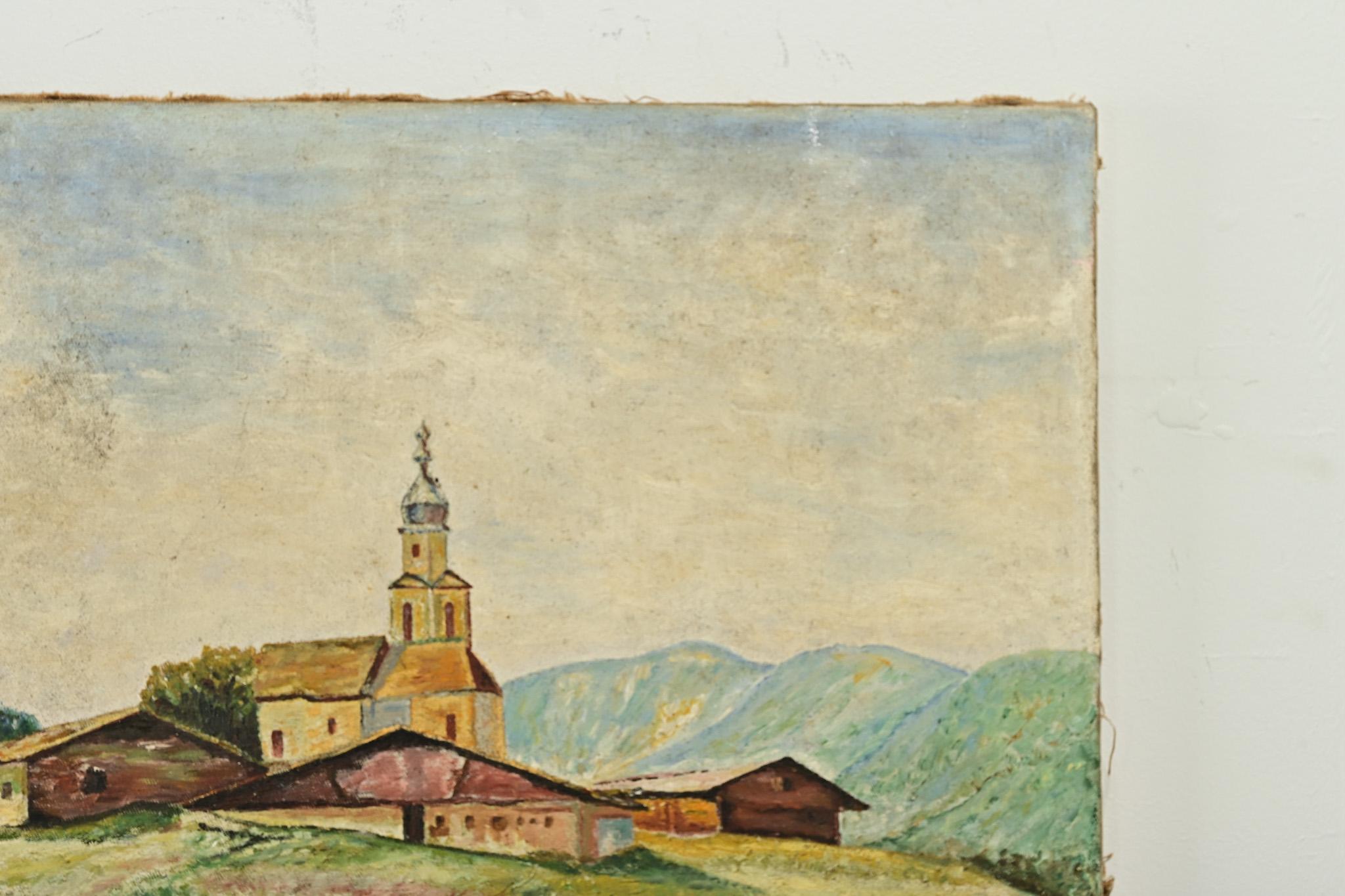 Quadro di paesaggio francese vintage In condizioni buone a Baton Rouge, LA