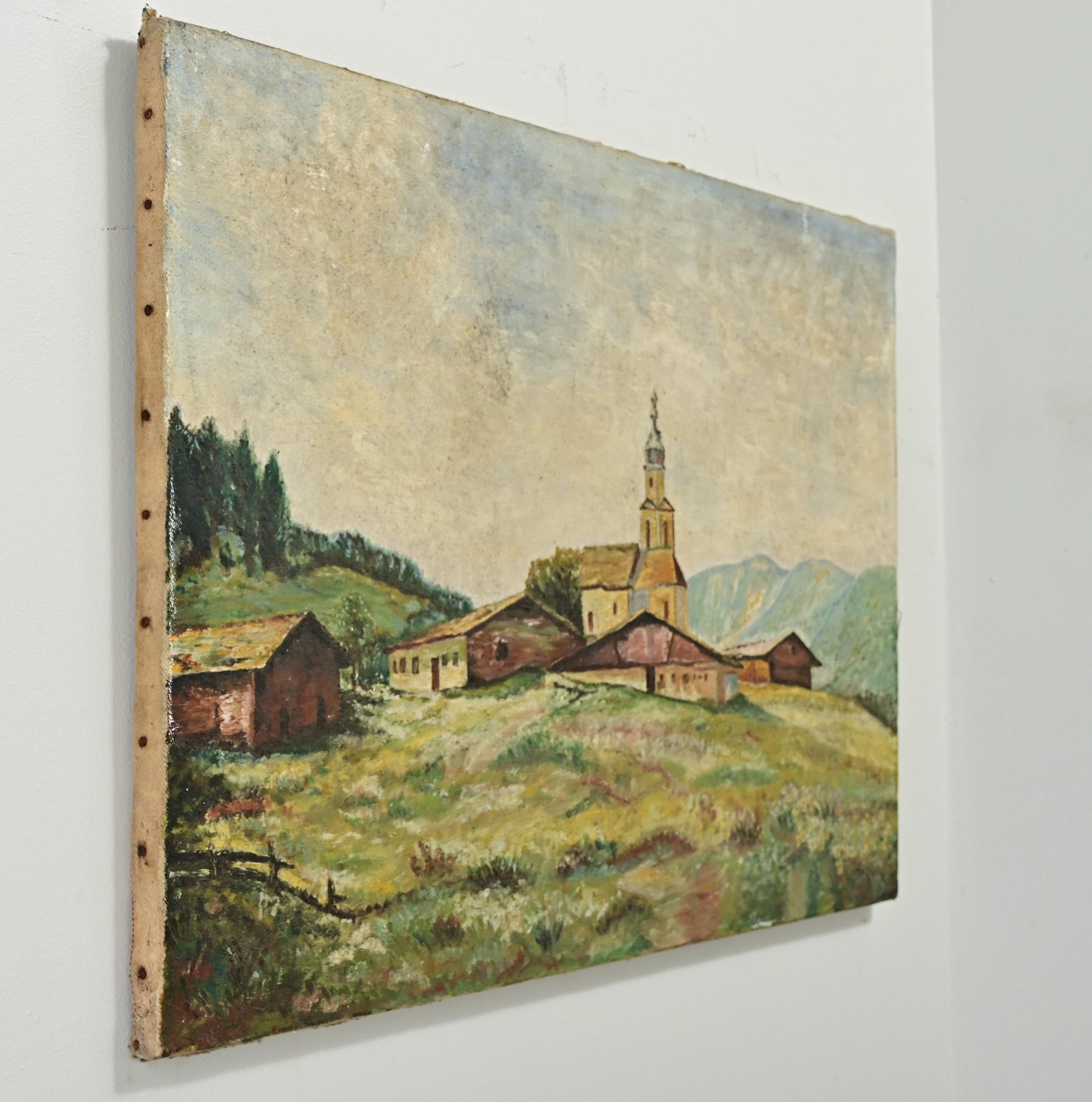 Tela Quadro di paesaggio francese vintage