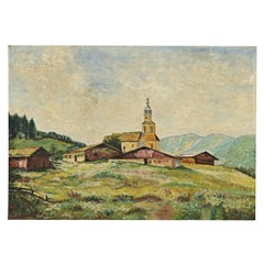 Peinture de paysage vintage française