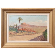 French Vintage Landscape Painting on Board