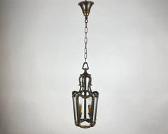 French Vintage Lantern, 1960s  Bronze & Glass lantern