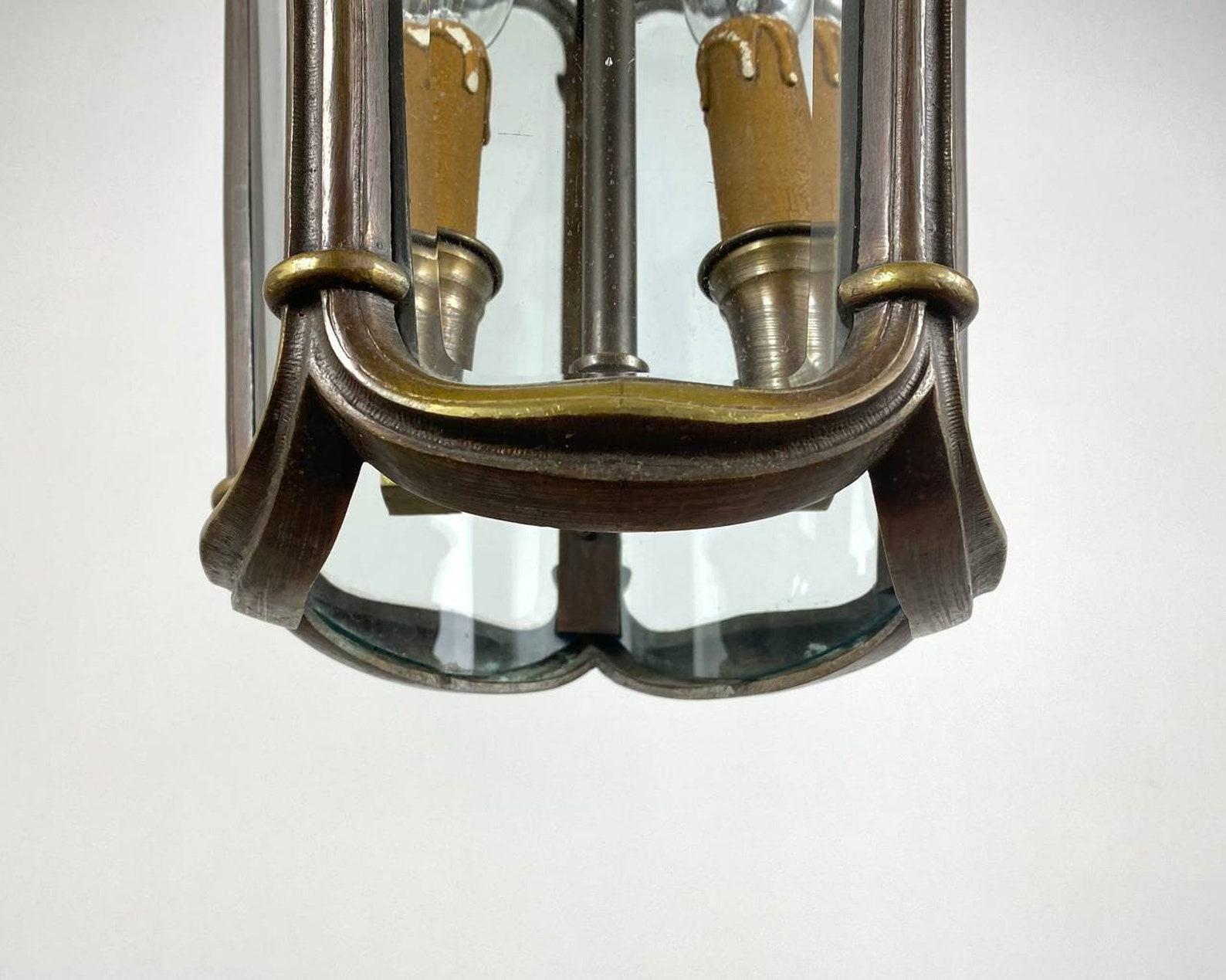 French Vintage Lantern, 1960s  Bronze & Glass lantern For Sale 2