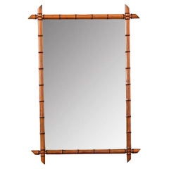 Grand miroir en faux bambou vintage français