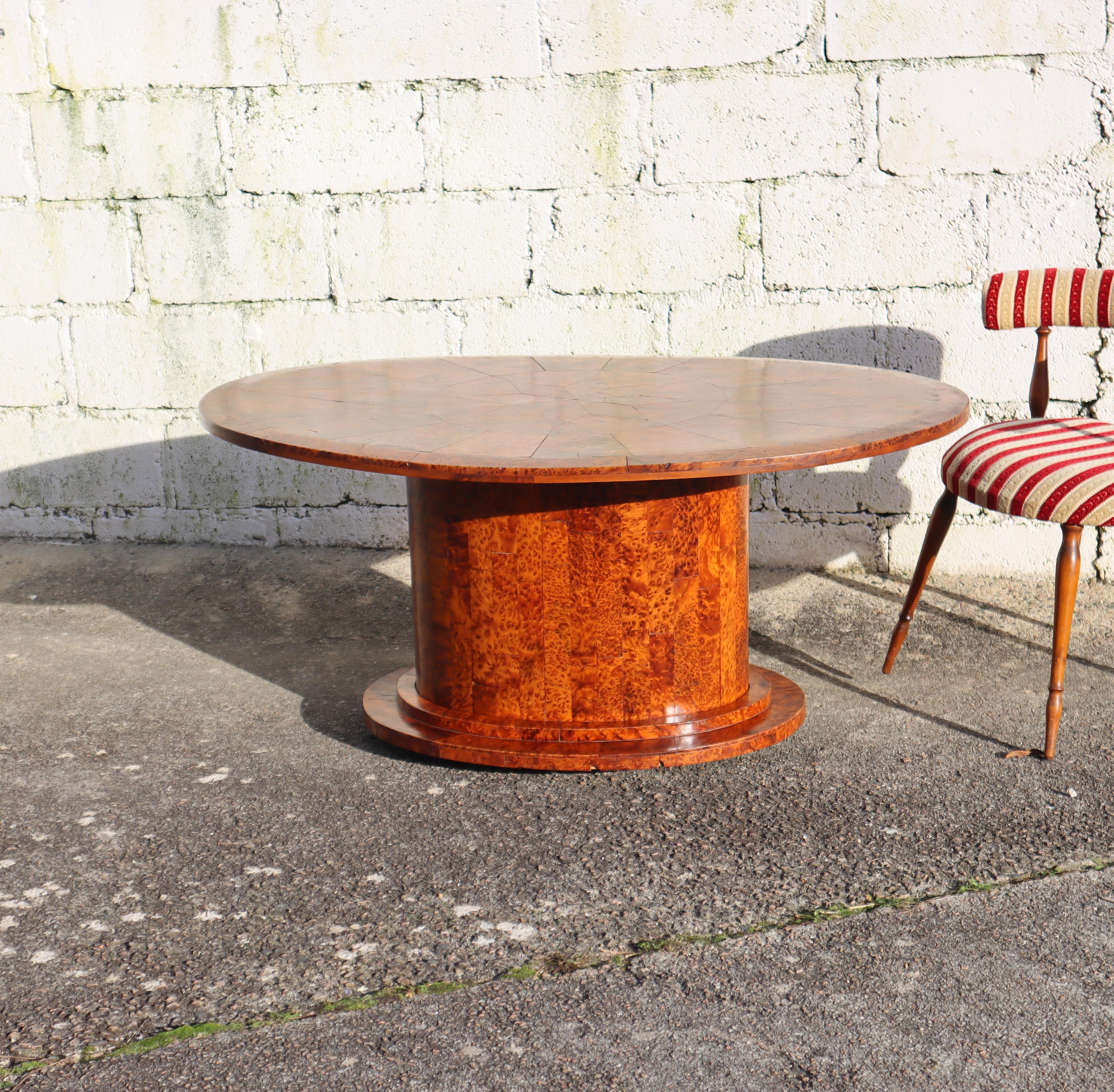 French Vintage large oval Thuja Coffee Table- Salon Table-Art Deco Style-60s 7