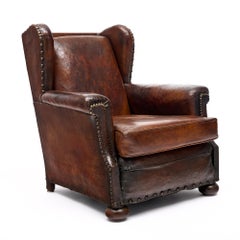 Fauteuil club en cuir vintage français