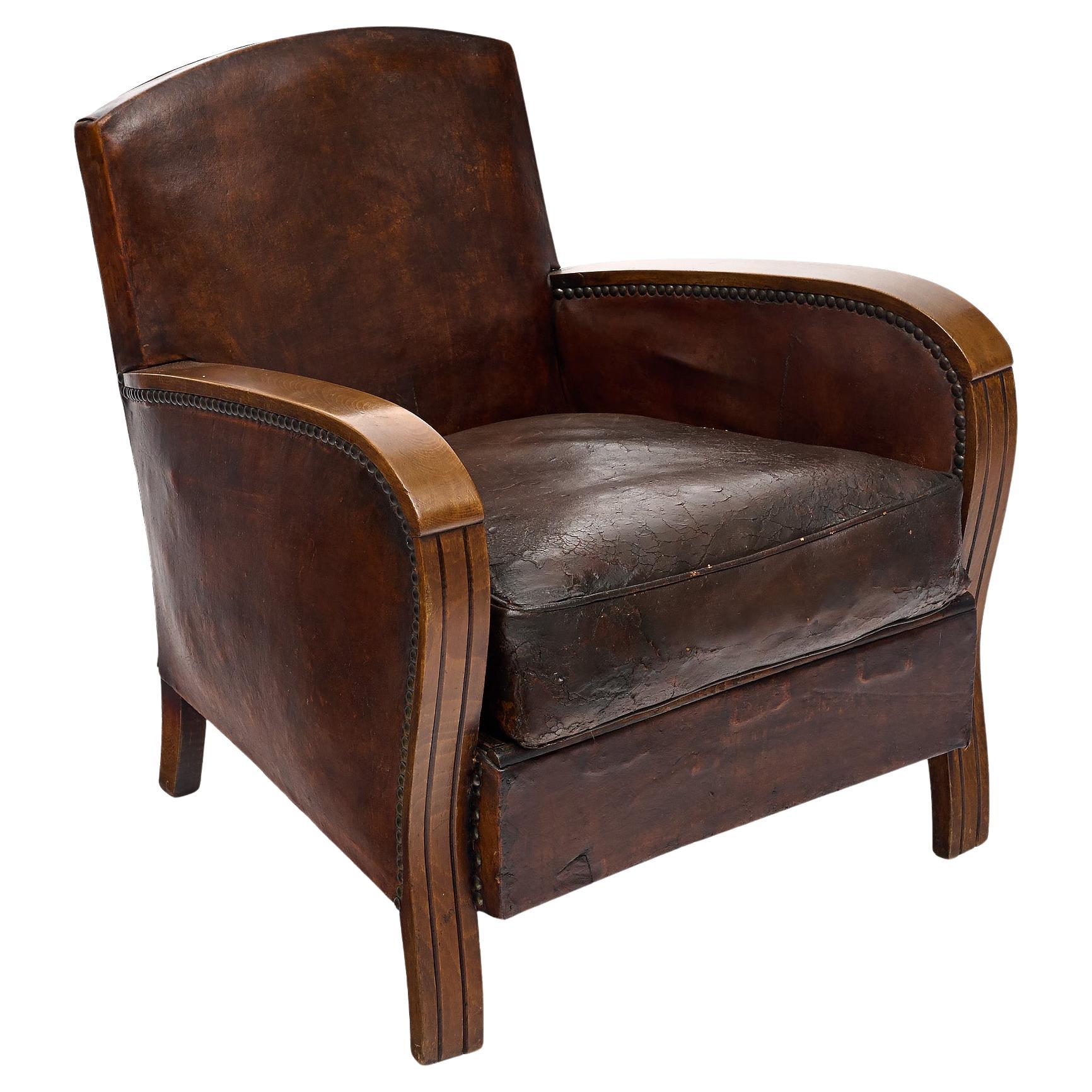 French Vintage Leather Club Chair