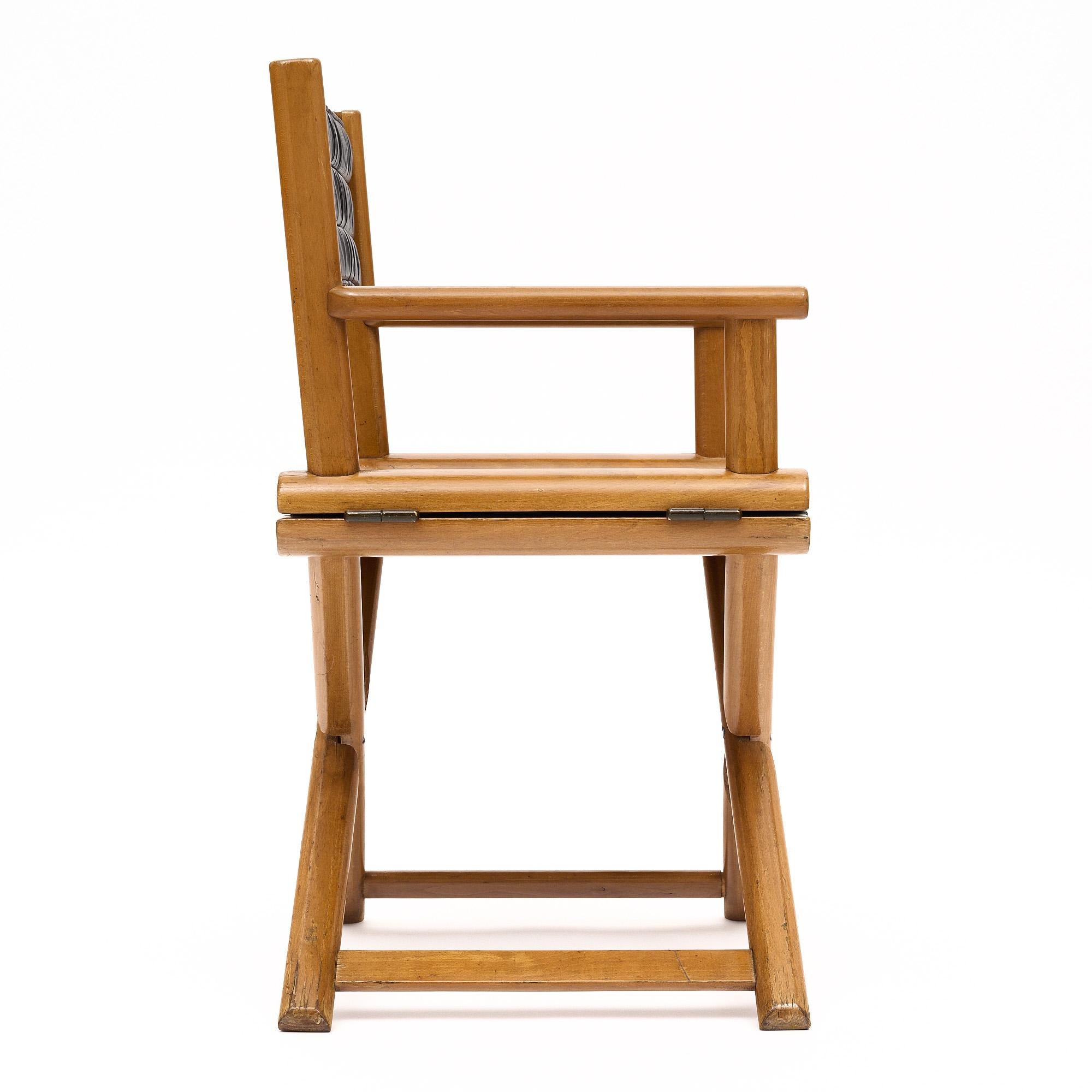 French Vintage Leather Folding Chairs For Sale 2
