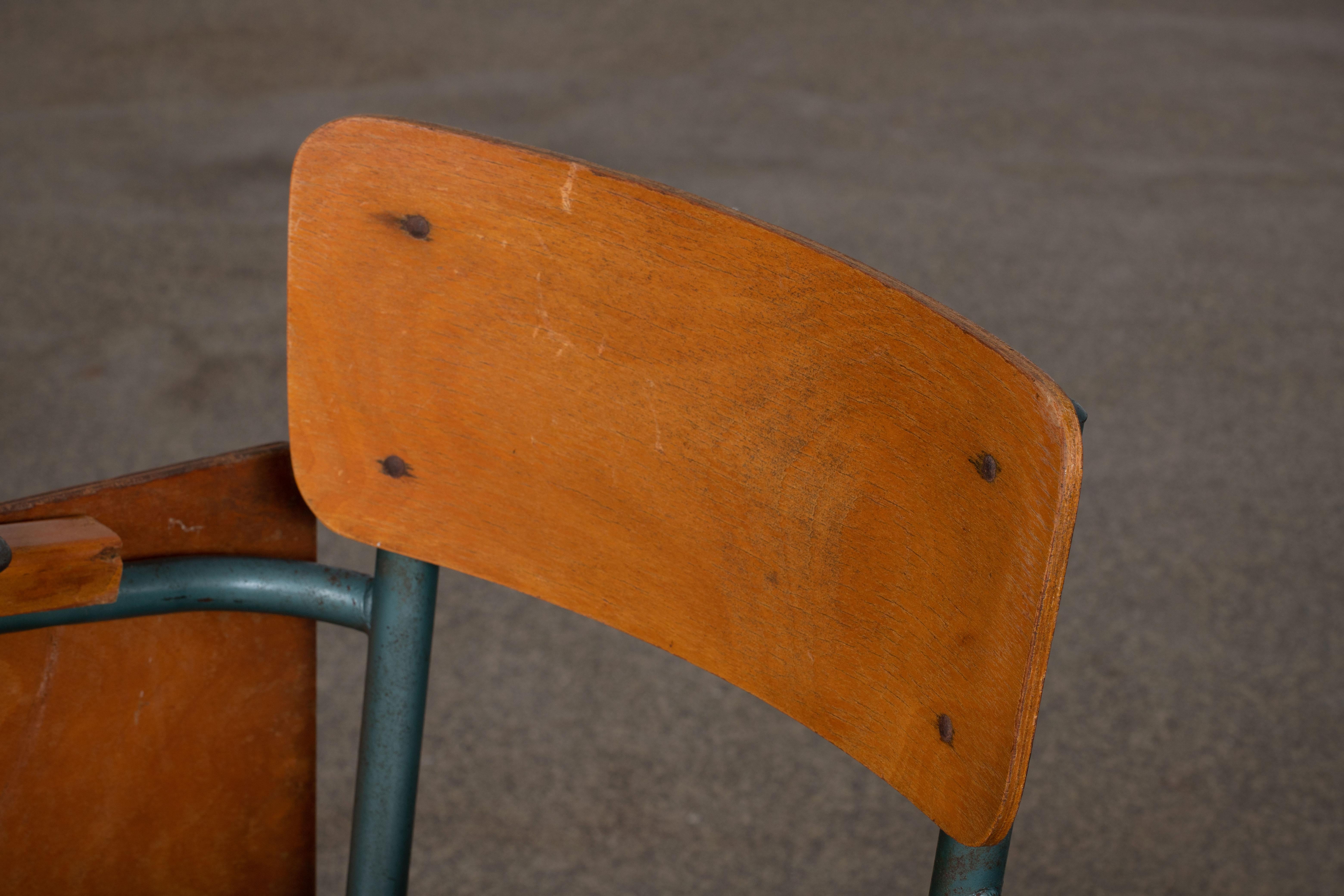 Metal French Vintage Lecture Hall Chair in the Manner of Prouvé For Sale