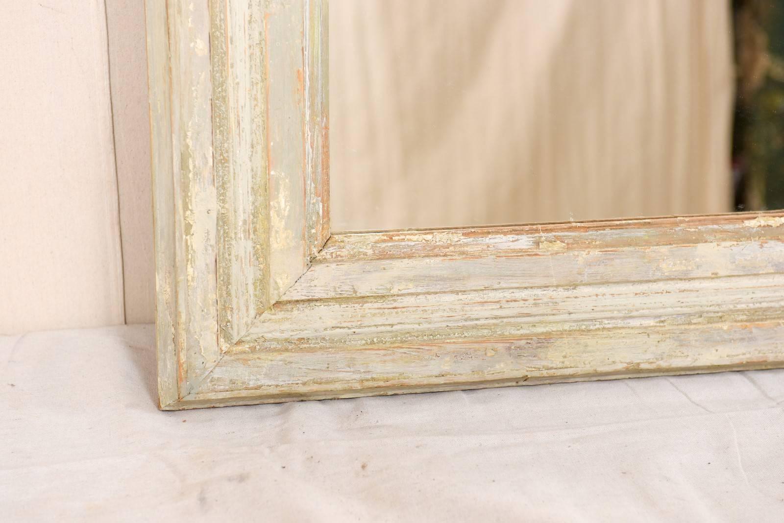 20th Century French Vintage Light Neutral Cream Color Painted Wood Mirror