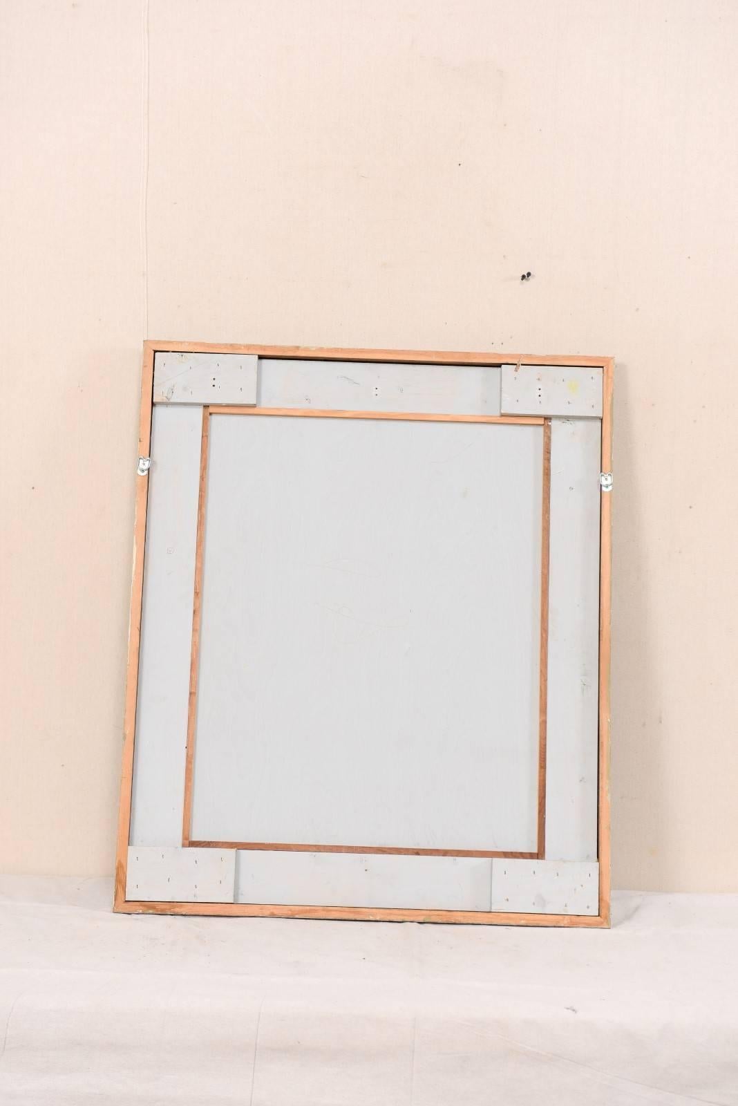 French Vintage Light Neutral Cream Color Painted Wood Mirror 4