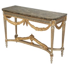 French Vintage Louis XVI Inspired Gilded Console Table Found in London