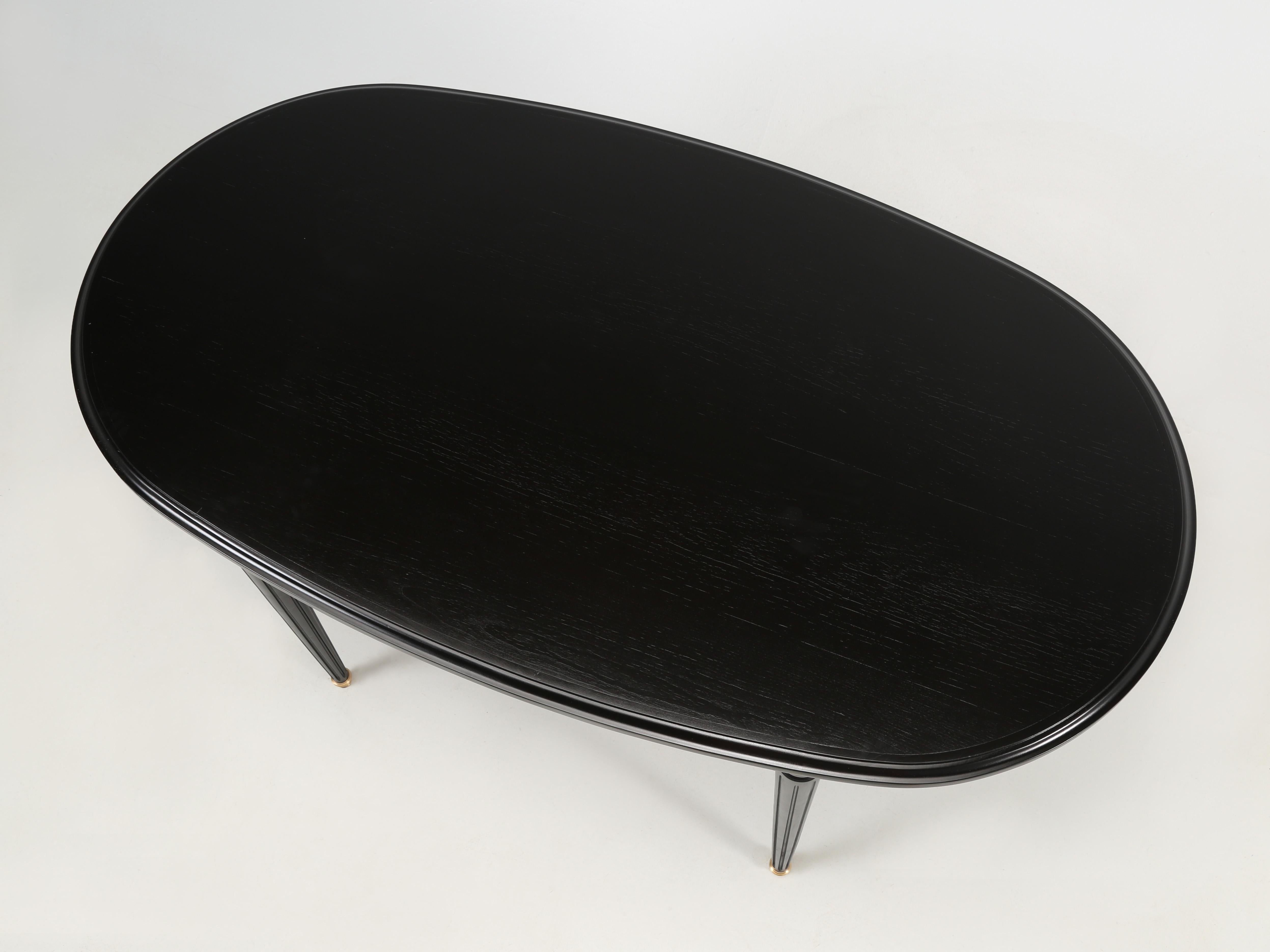 Mid-20th Century French Vintage Louis XVI Style Ebonized Oval Dining Table, Completely Restored