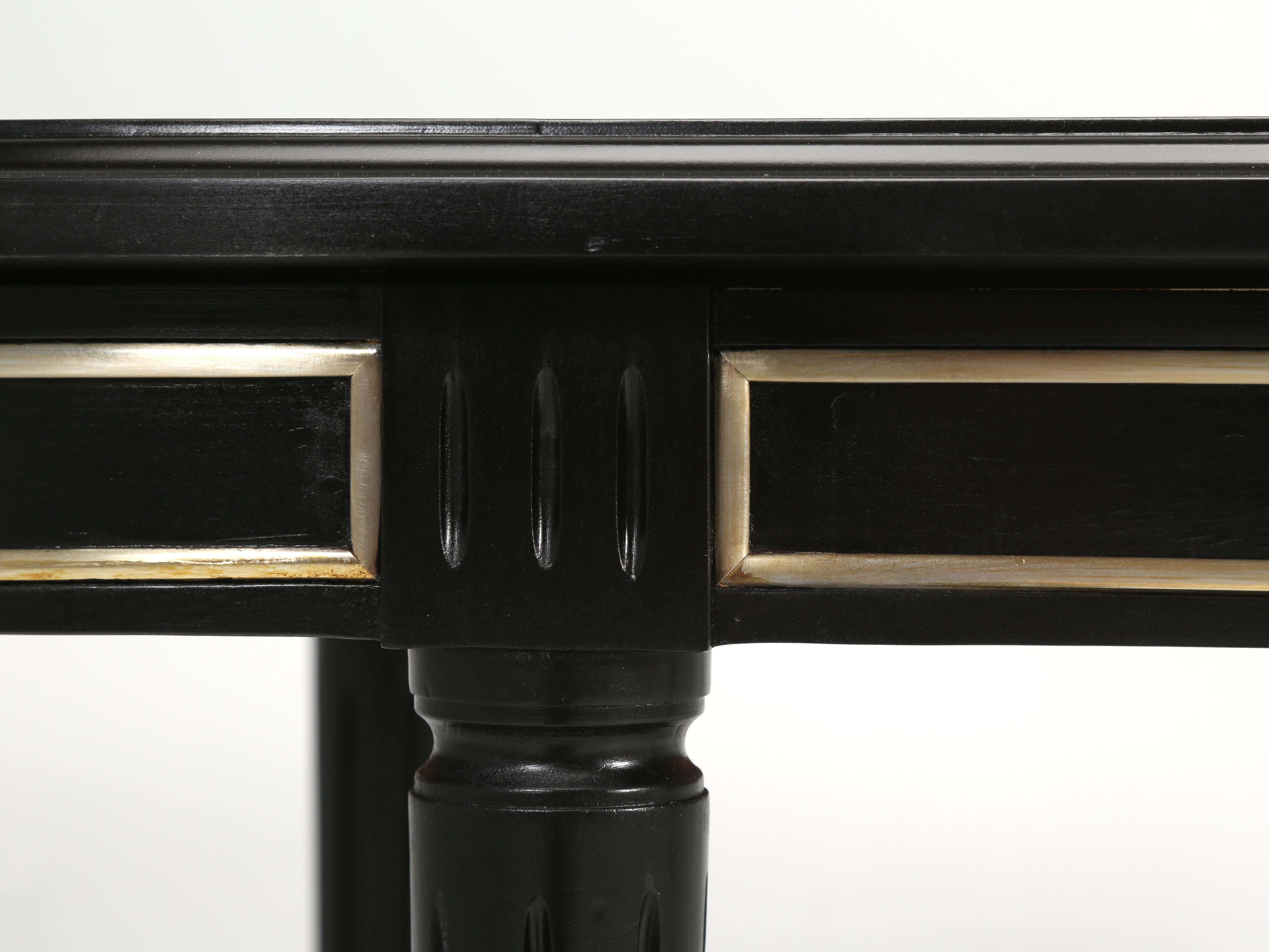 French Vintage Louis XVI Style Ebonized Oval Dining Table, Completely Restored 4