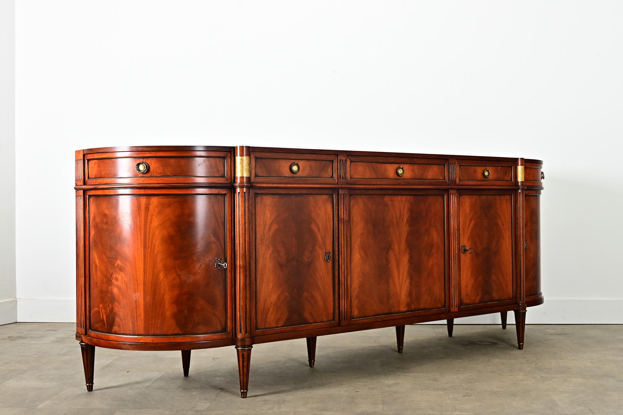 Bronze French Vintage Louis XVI Style Mahogany Enfilade For Sale