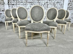 French Vintage Louis XVI Style Reupholstered Dining Chairs - Set of 8