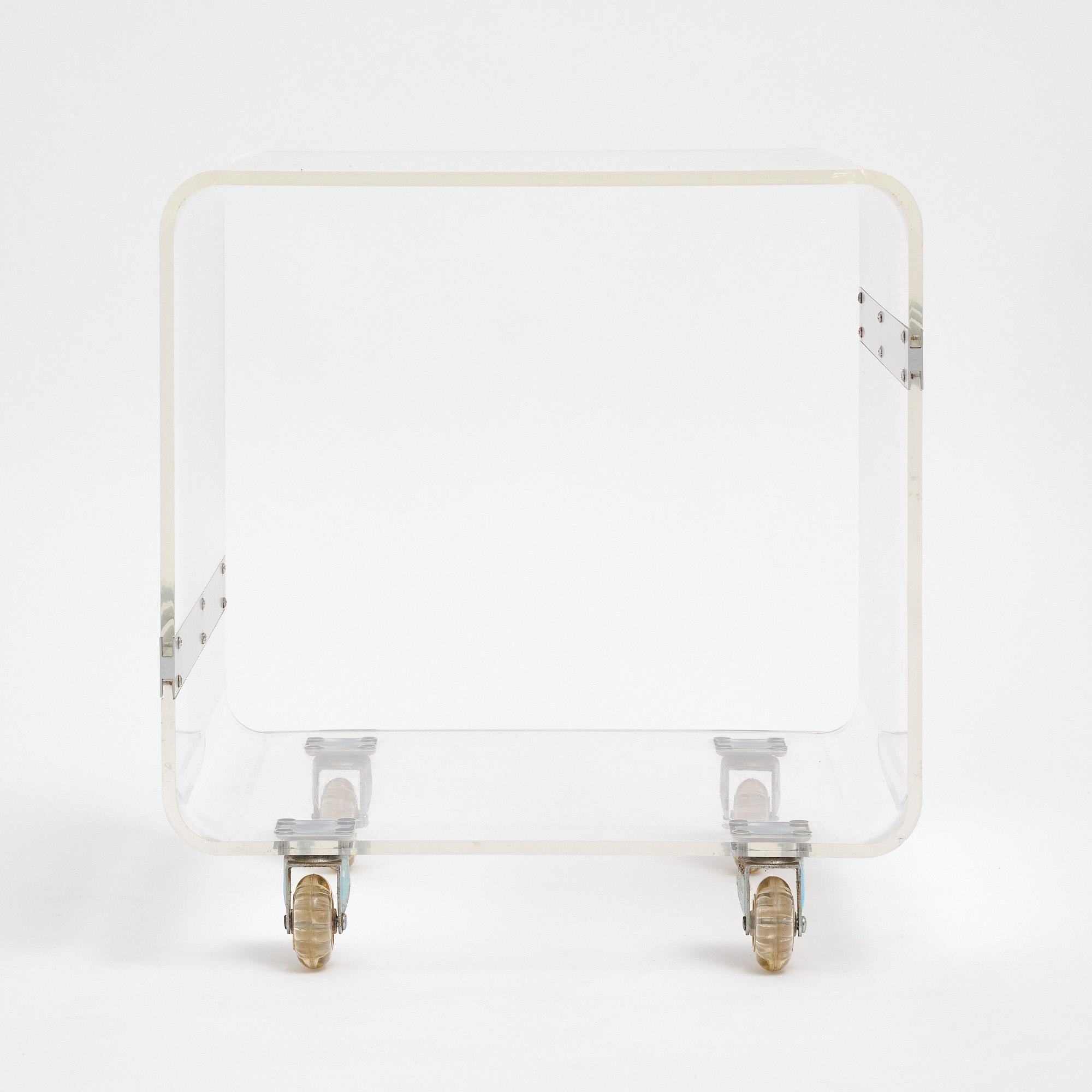 Late 20th Century French Vintage Lucite Side Table For Sale