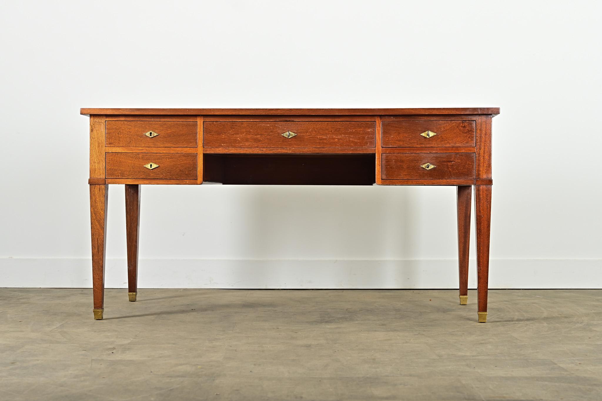 Carved French Vintage Mahogany Directoire Style Desk For Sale