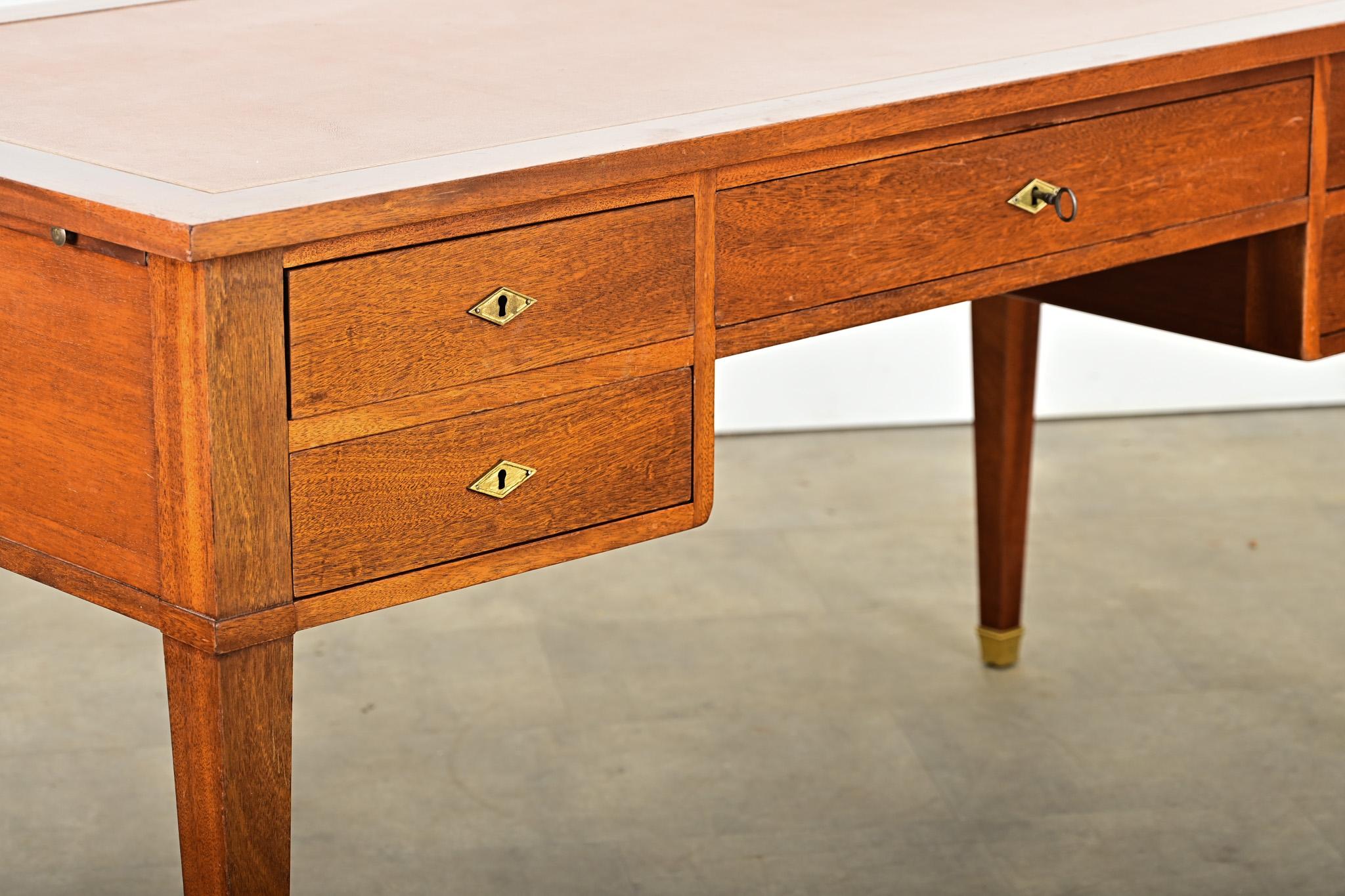 Brass French Vintage Mahogany Directoire Style Desk For Sale