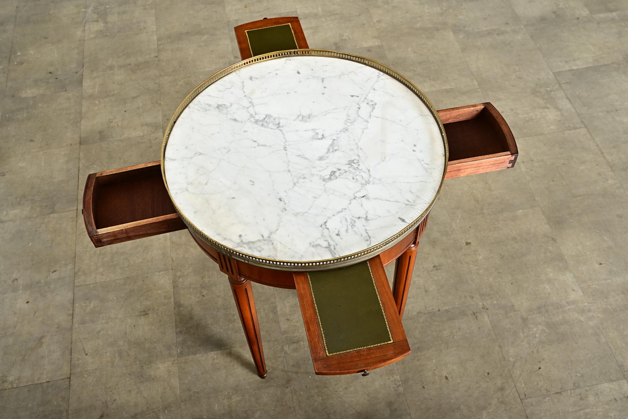 Mesa Bouillotte Gueridon Vintage Francesa de Caoba en venta 1