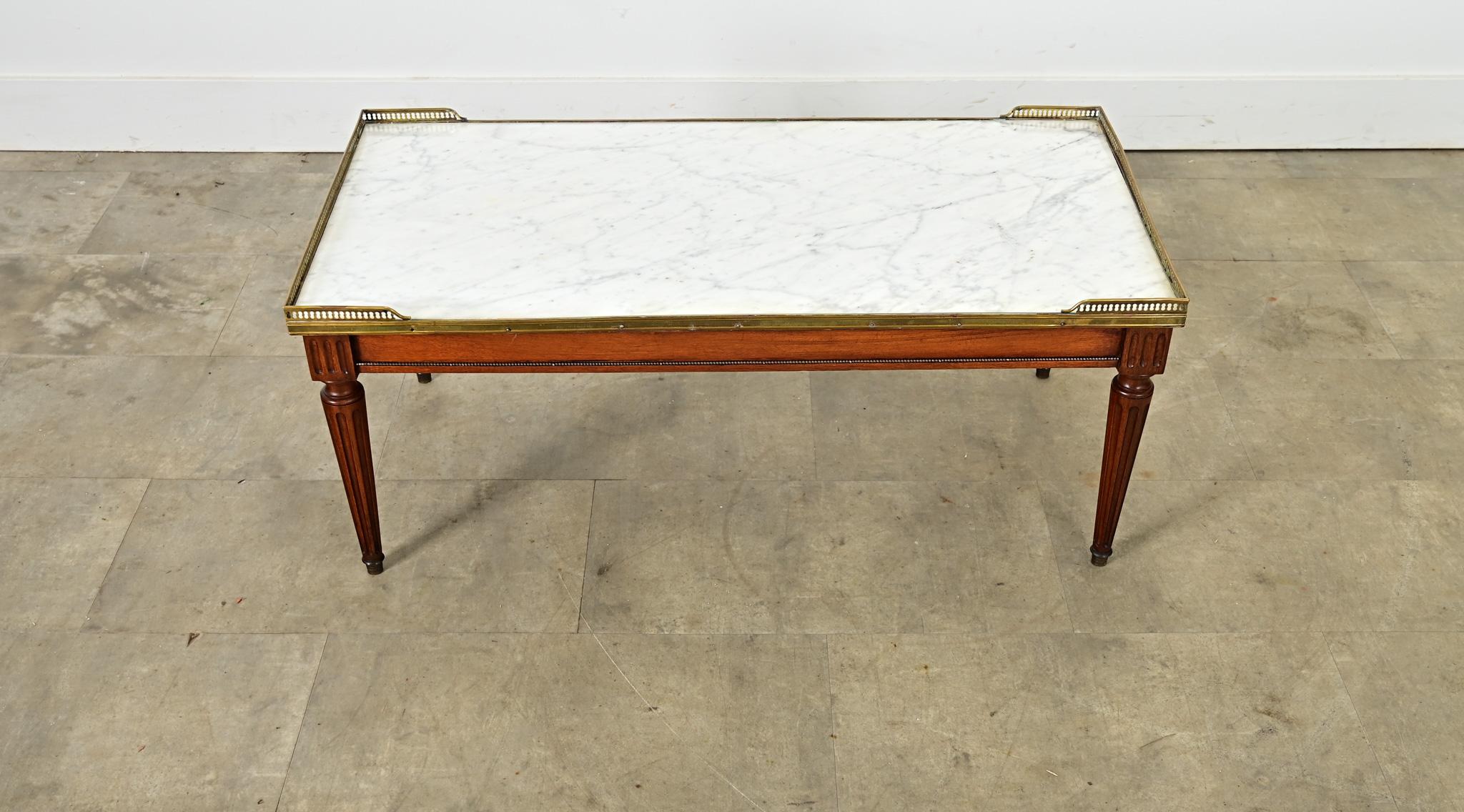 20th Century French Vintage Mahogany Louis XVI Style Coffee Table For Sale