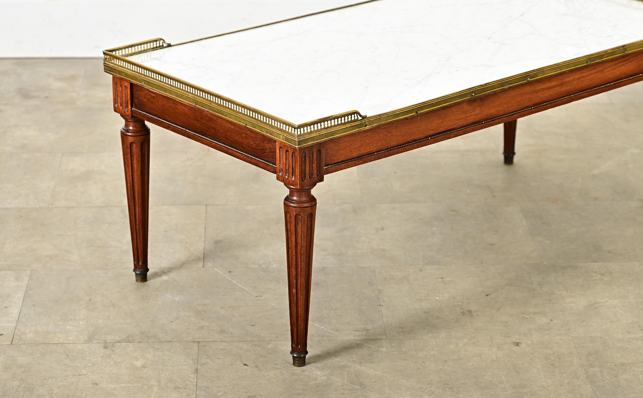 French Vintage Mahogany Louis XVI Style Coffee Table For Sale 3