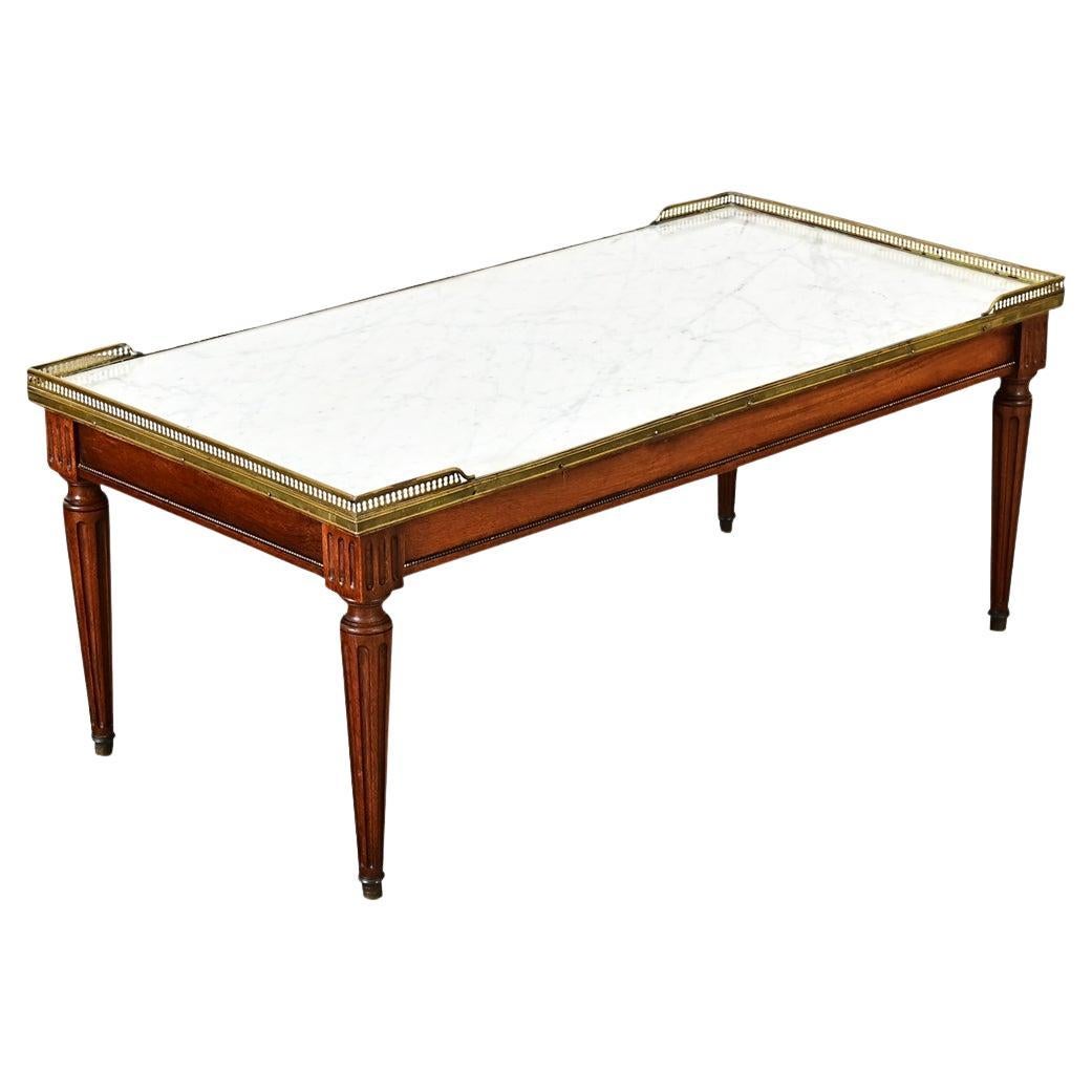 French Vintage Mahogany Louis XVI Style Coffee Table For Sale
