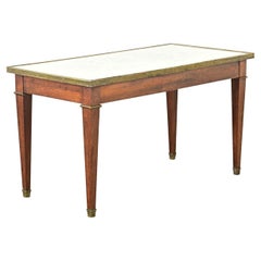 French Vintage Mahogany & Marble Coffee Table