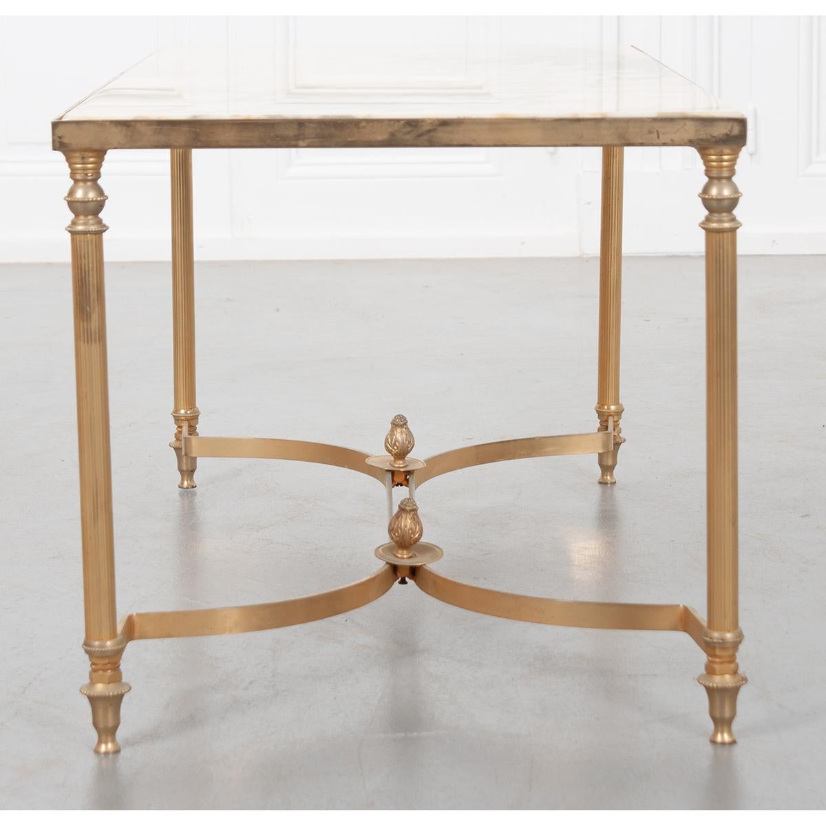 19th Century French Vintage Marble and Brass Cocktail Table
