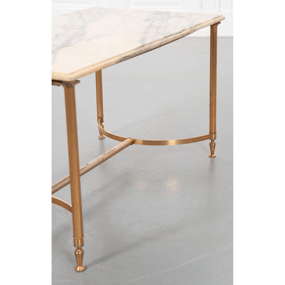French Vintage Marble and Brass Cocktail Table 1