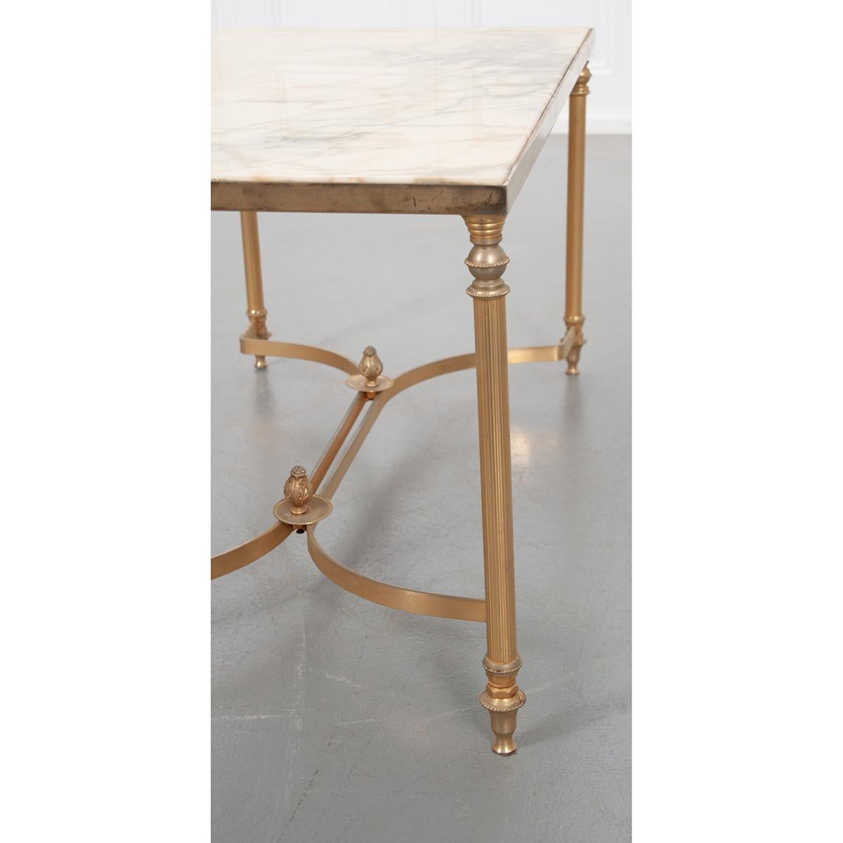 French Vintage Marble and Brass Cocktail Table 1