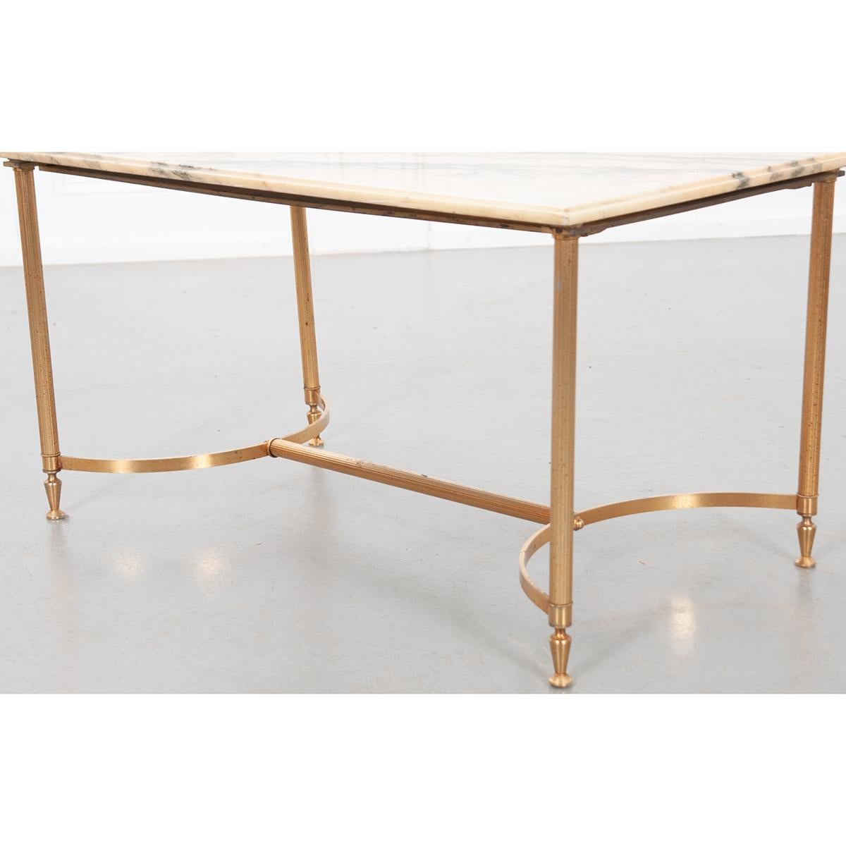 French Vintage Marble and Brass Cocktail Table 2
